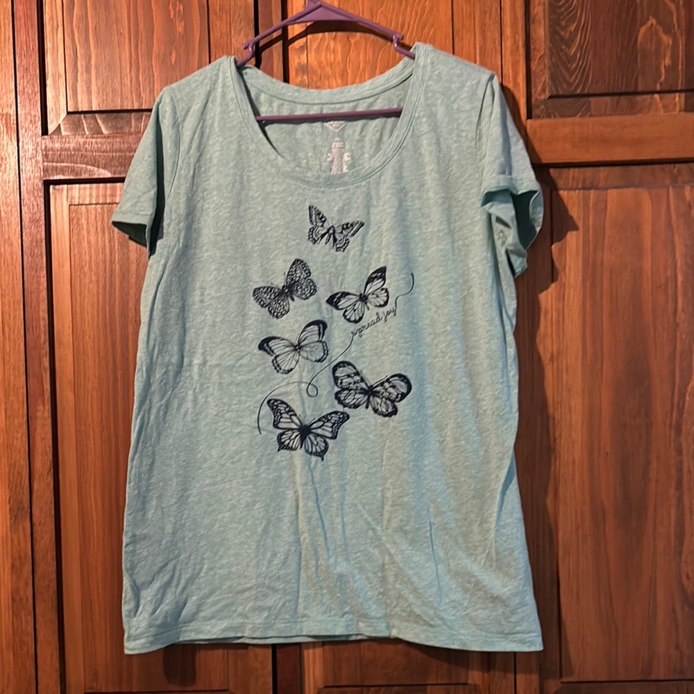 St. John’s bay Butterfly Print Women's Top mint green